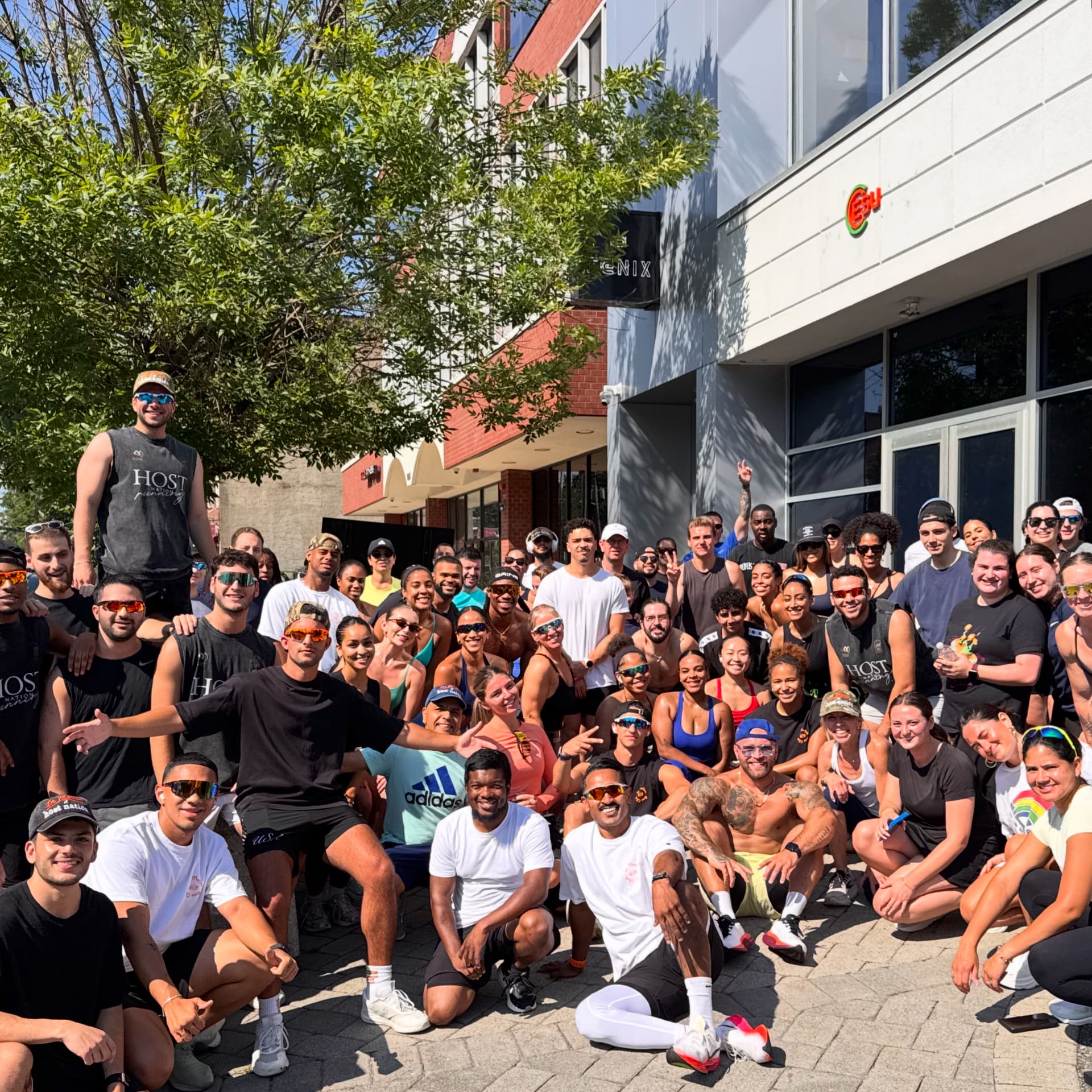 In Motion runners gathered outside FENIX before the run